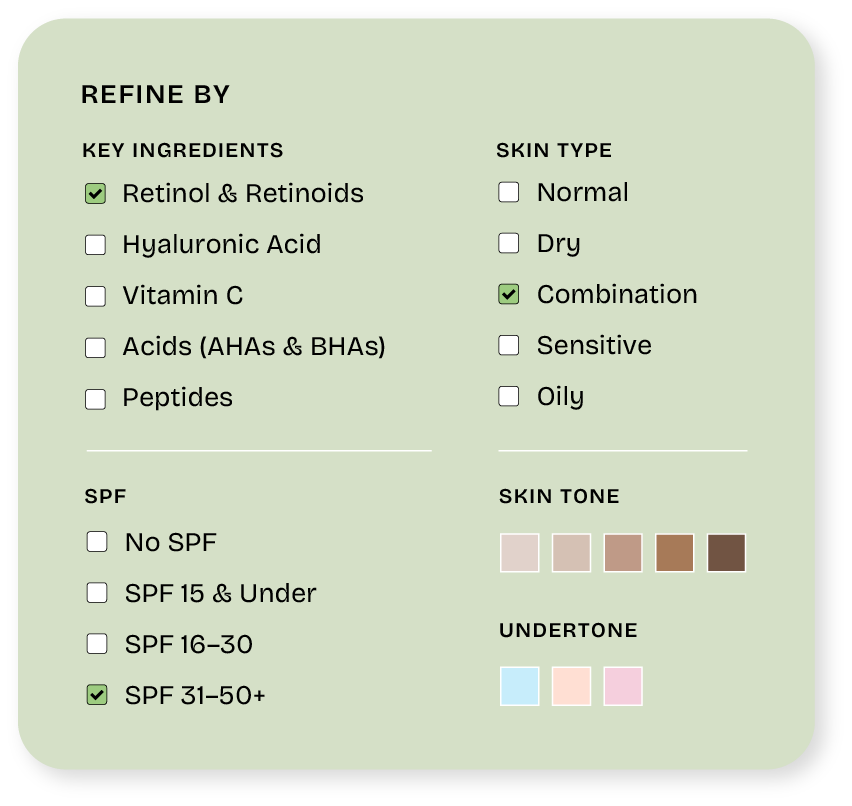 Filters for Beauty Customer